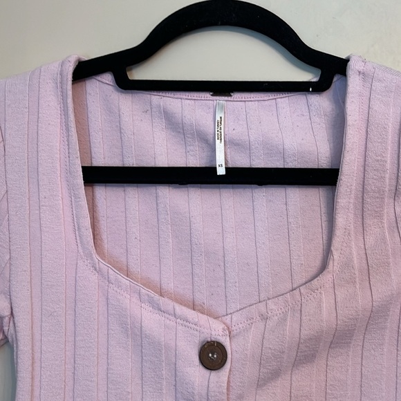 Free People Central Park Baby Pink Three Quarter Sweater Cardigan XS - Picture 2 of 14